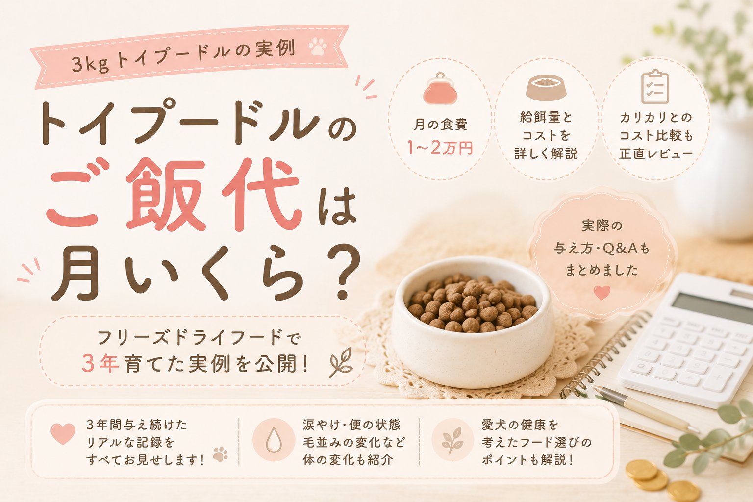 トイプードルのご飯代とフリーズドライフードの実例
