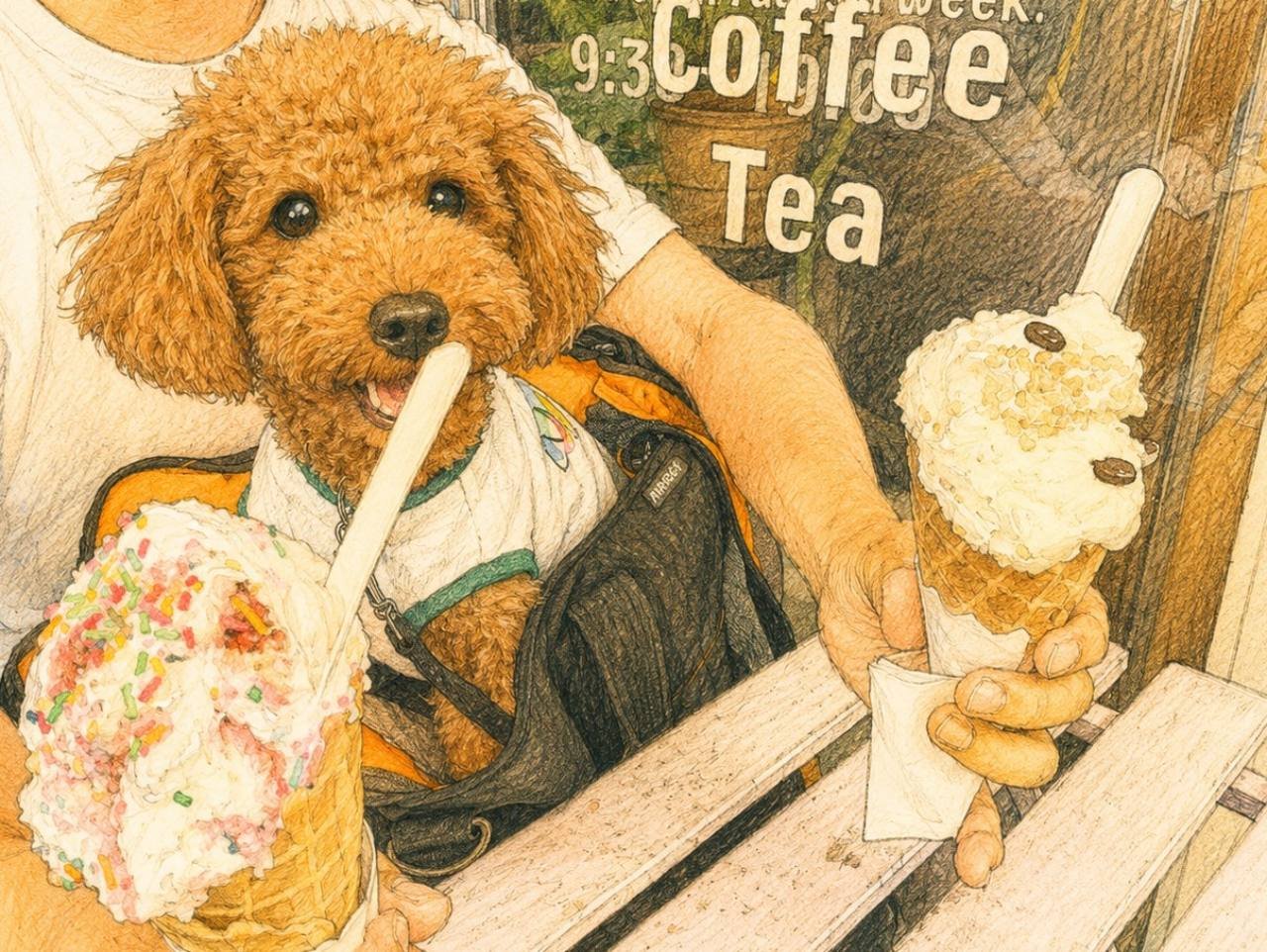 Plenty's 茅ヶ崎本店 テラス席で愛犬とアイスクリーム