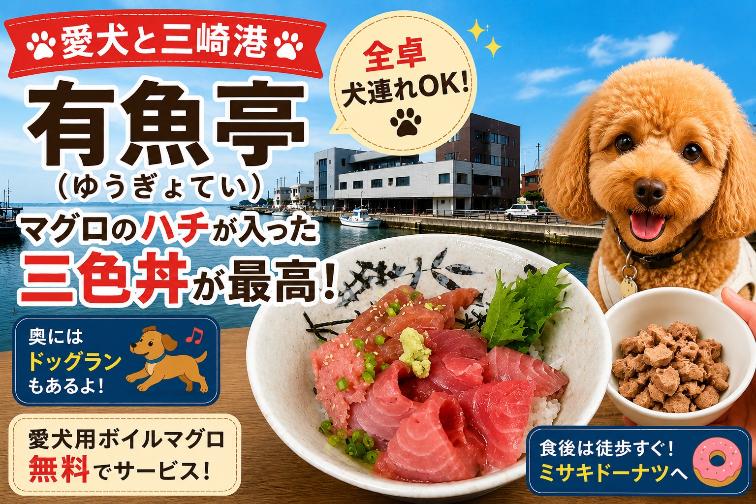 三崎港の有魚亭で愛犬とマグロランチ